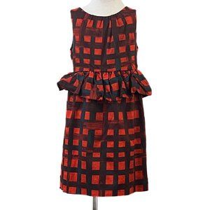 Crewcuts Girls Holiday Red Plaid Dress Sz 7 Peplum Ruffle